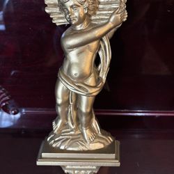 Vintage Syroco Gold Cherub Wall Plaque 