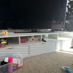 white tv stand with storage!