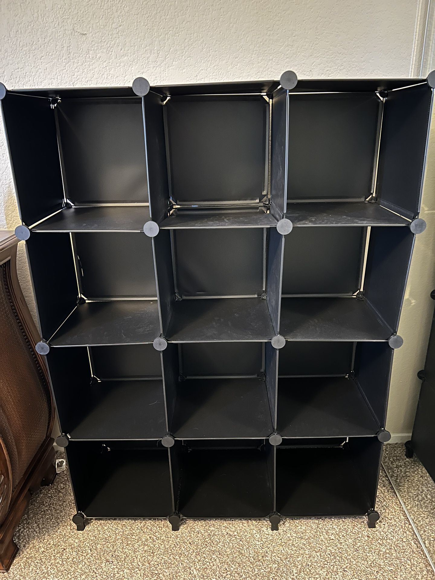 Black 12 Cubby Cube Closet Room Organizer Bookshelf Storage Container 