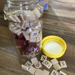 Jar Full Of Scrabble Letter Tiles