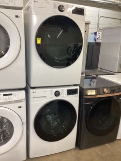 LG Smart Front Load 4.5 cu.ft. Washer and 7.4 cu.ft. Electric Dryer Stackable Set w/TurboSteam