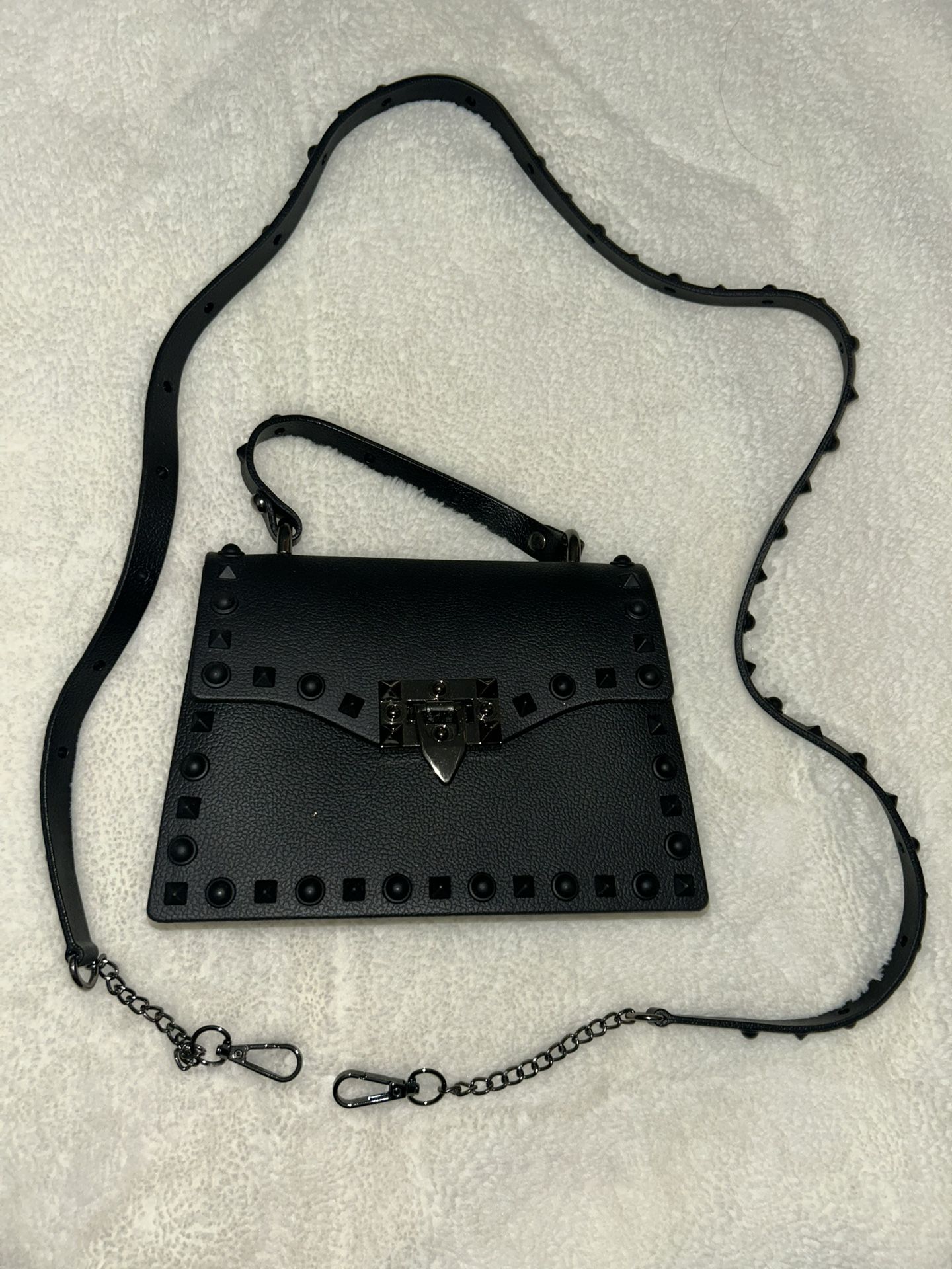 Black spiked bag with removable shoulder strap
