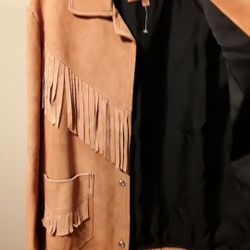 Mens, tan fringed jacket, size 42