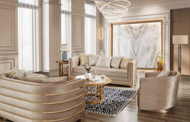 Roma Imperiale Beige 3-Pc Living Room Set / HD-3PC9040