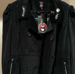 Dolls Kill x Emily The Strange Better By Night Double Breasted Peacoat NWT XXL