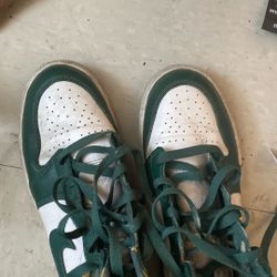 High Top Jordan 1s Green N White