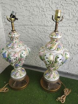 Pair Capodimonte lamps  very beautiful