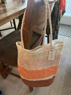 Triped Traw Hopper Tote Handbag - Univeral Thread™