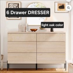 6-Drawer 47.2" W Rectangular Dresser  LIGHT OAK COLOR
