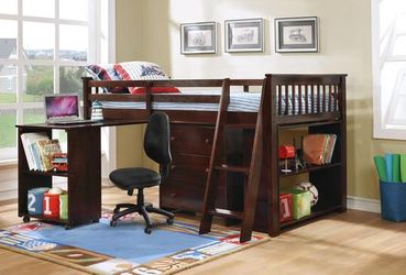 Joseph Espresso Twin Loft Bed with Desk | 9070