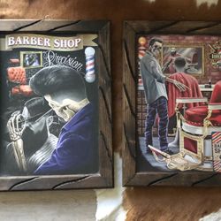Unique Handcrafted Barbershop Skull & Skeleton Art Prints (Set of 2)