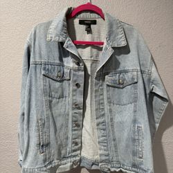 forever 21 Light blue denim jacket with a relaxed fit
