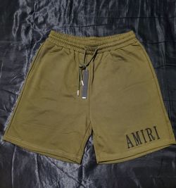 Amiri Men's Sweat Shorts, Olive Green, Size Large
