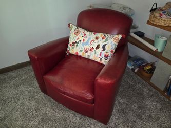 Crate & Barrel Red Leather Club Chair / Accent Chair