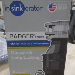 InSinkErator Badger 1 With Cord Garbage Disposal, Badger 1, 1/3 Hp NEW