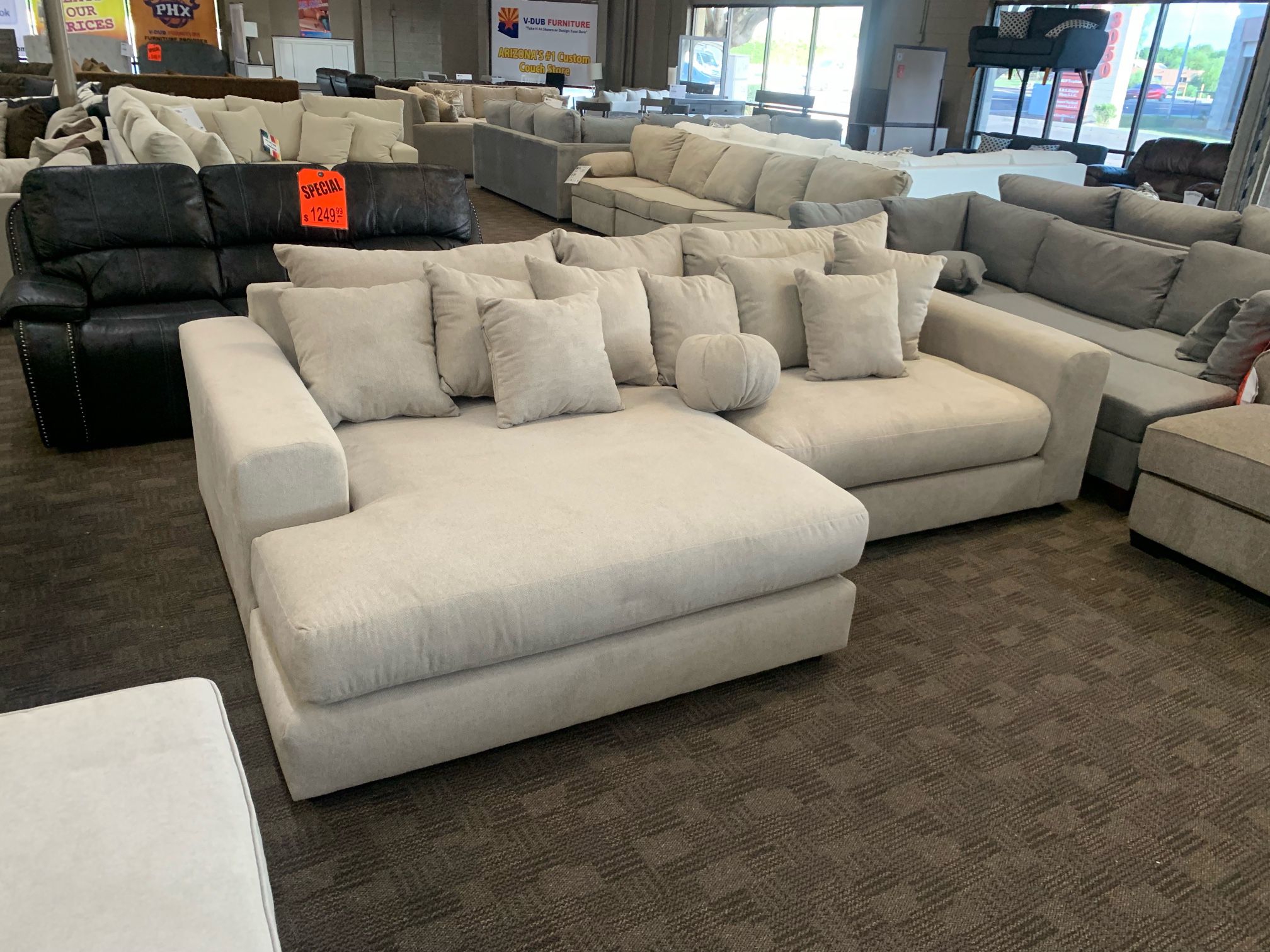 Oversized White Beige Sectional Couch