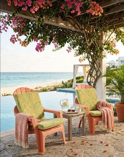 🌺CORAL-PINK ADIRONDACK PATIO CHAIRS 🥰SET OF 2! 🌿
