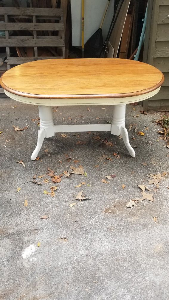 Refinished wood dining table