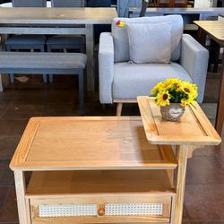 Modern Natural MDF 23.5"W x 15.7"H Coffee Table with Drawers (Natural Wood)  💰130$