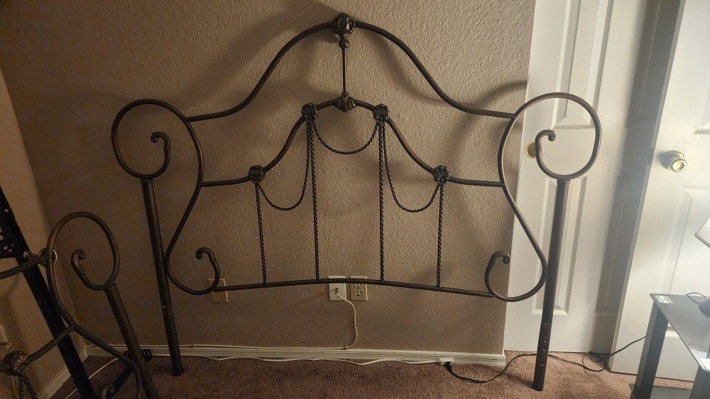 Antique Queen Headboard, Footboard, and Frame