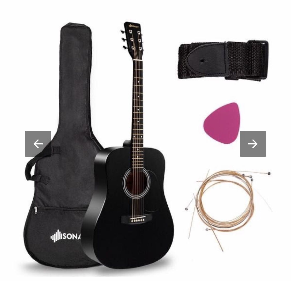 Sonart 41" 6 Strings Acoustic Folk Guitar-Black MU10029BK