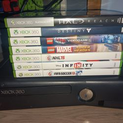 Xbox 360 S Bundled With Games (No Cables & No Controllers)