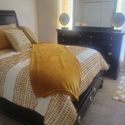 Solid wood Bedroom set. Including Mattress box spring and accessories 