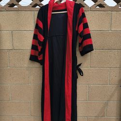 Gothic Striped Black+Red House Coat Robe Large