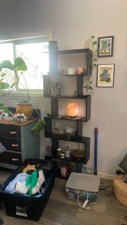 Black tall IKEA book shelf