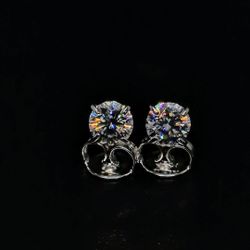 6mm Solitaire Moissanite Earrings / .925 