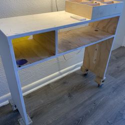 Working Table With Wheels And Shelf Space 