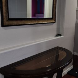 Mirror and Half Round Table 