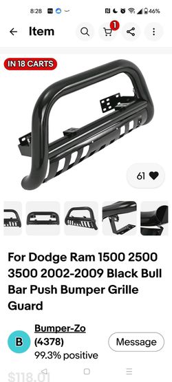 2002 2009 bull bar black high polish