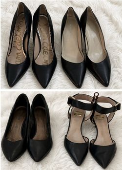 4 black women’s shoes heels Sam Edelman Clark’s + more - Size 7