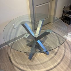 Glass round dining table