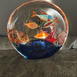 1980s Morano Studio Glass Fish Aquarium 