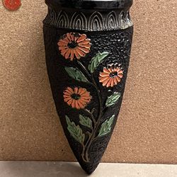 Vintage Tokanabe Ware Flowers wall pocket Vase Ceramic made in Japan 