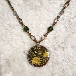 Lotus flower Medallian Necklace