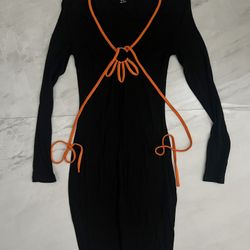 Shein Black and orange mini bodycon dress