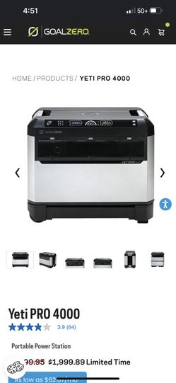 Goal zero Yeti Pro 4000. Battery Storage Generator