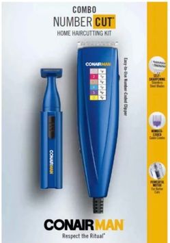 Conair Men Guided Haircut Kit NUMBER CUT 6 pc Color Coded Comb