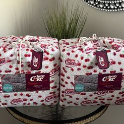 Cherry Coke Velvet Plush 4-Piece Sheet Set Full Double Super Soft Fit To 17"