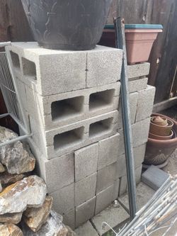 bricks,plant stands,planters,rocks and much more