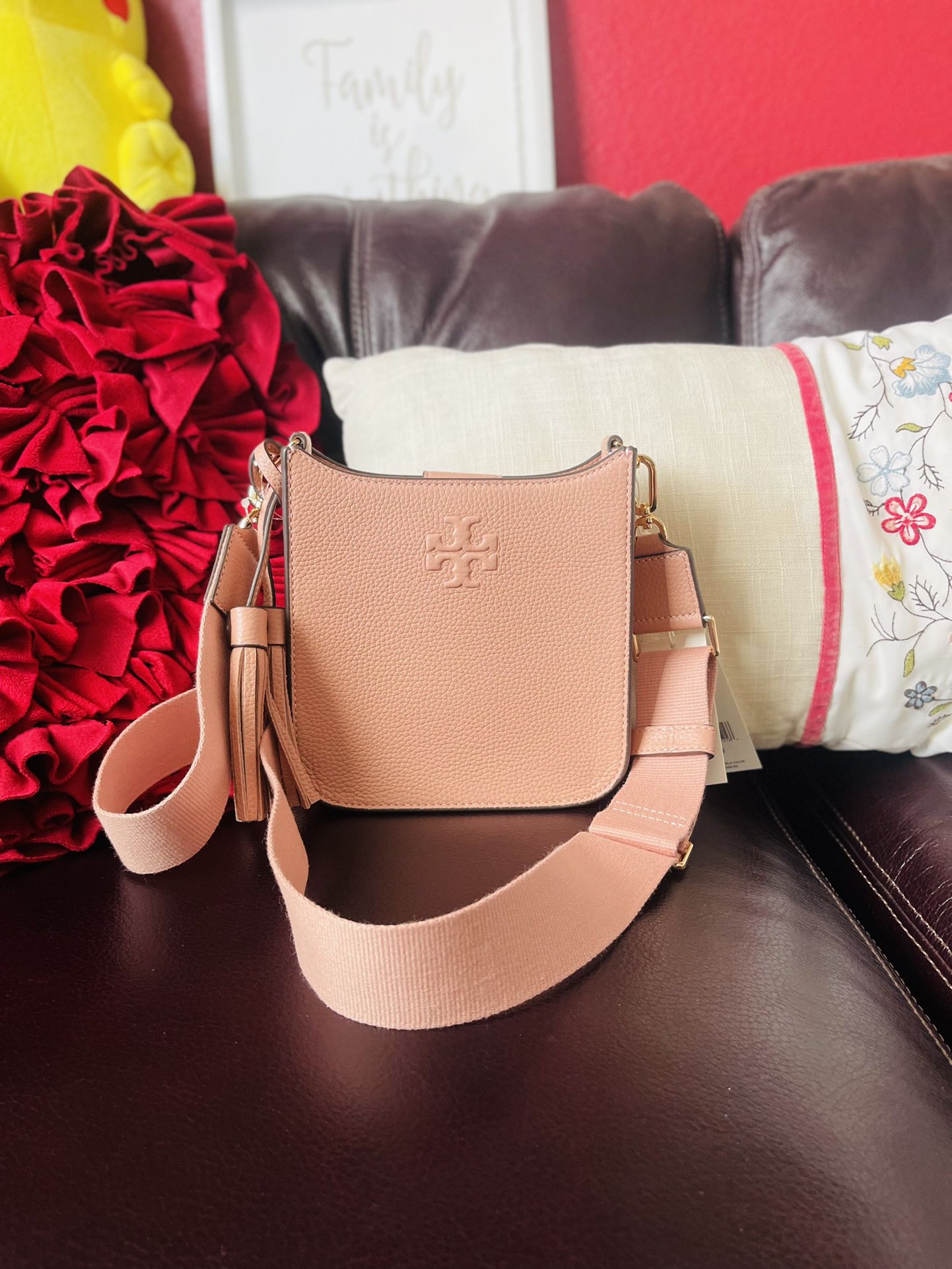 Tory Burch Pink Moon Thea Mini Leather Bucket Backpack, Best Price and  Reviews