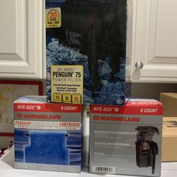 Aquarium filter 10 Ga  And Replacement Filter Cartridges 