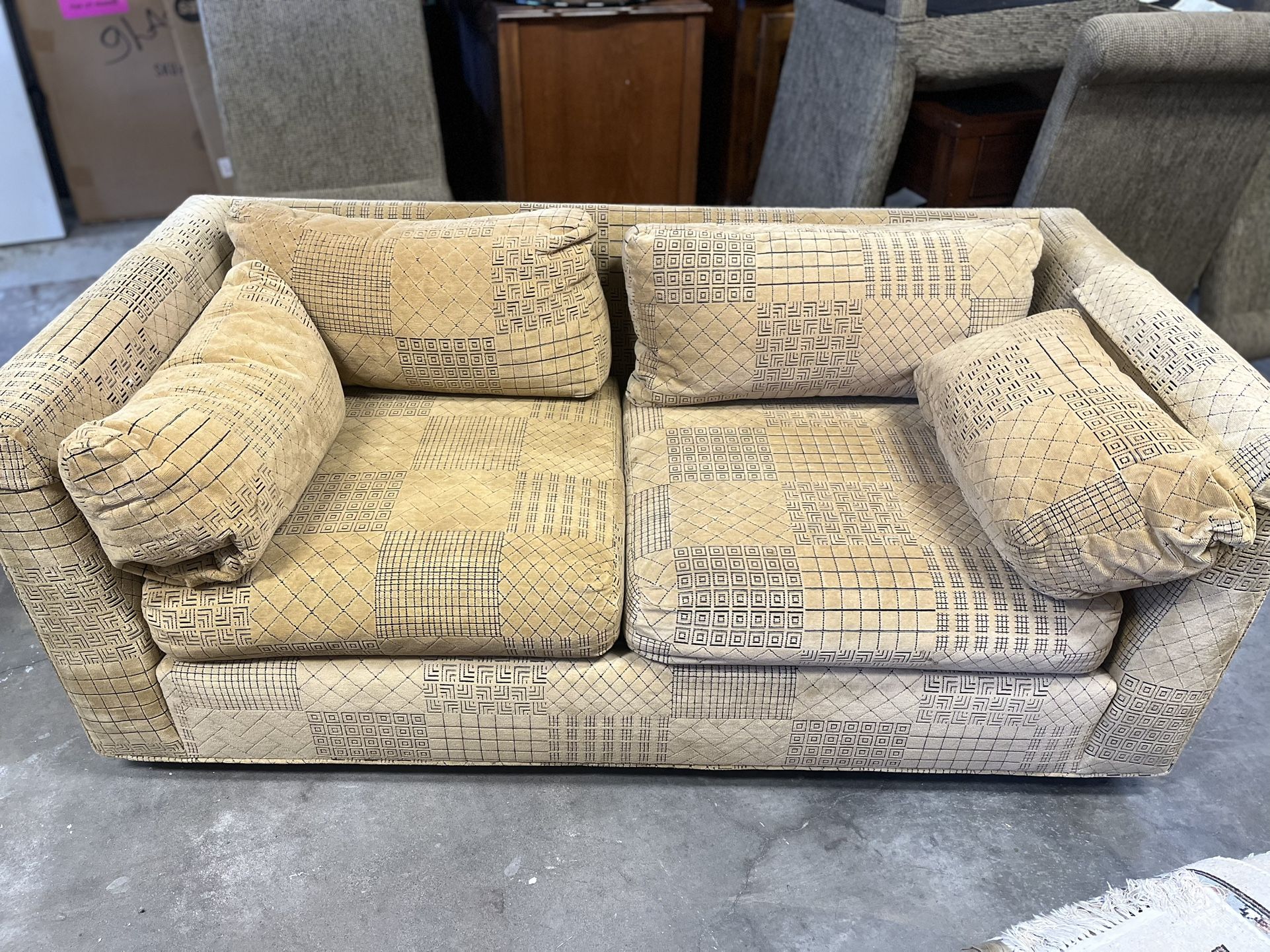 Mid-Century Modern Stratford Tuxedo Loveseat Sofa