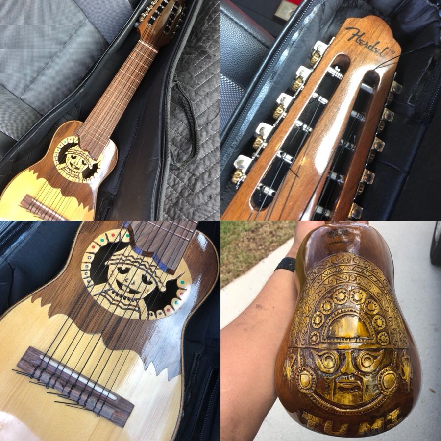 Peruvian Charrango by Herdel and Small Acoustic Guitar
