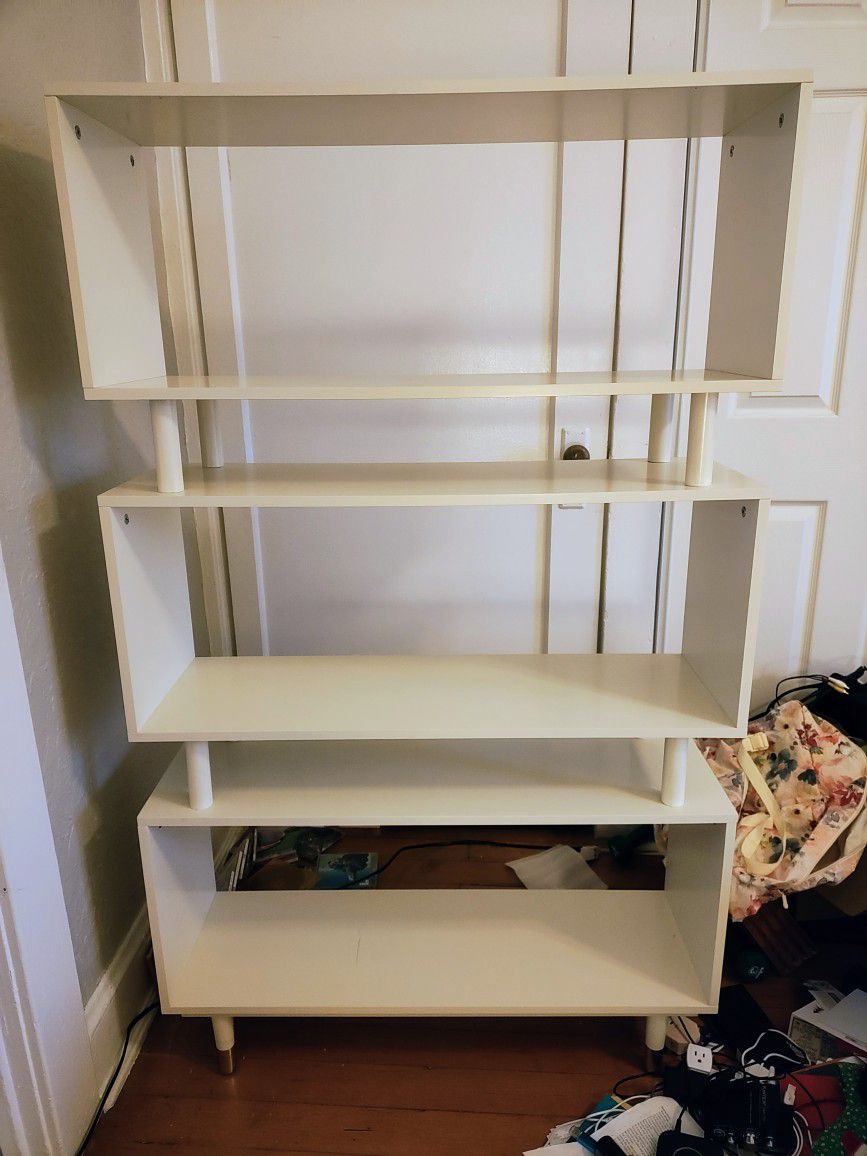 Pending Pickup White mid-century geometric bookcase