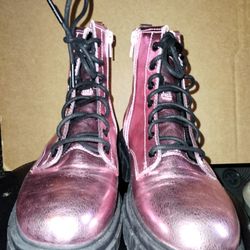 Metallic Pink Combat Boots