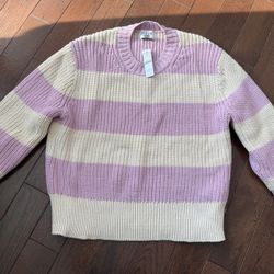 NWT Women’s Spring  Frayed Sleeve, Size Large Sweater, J Crew, $20